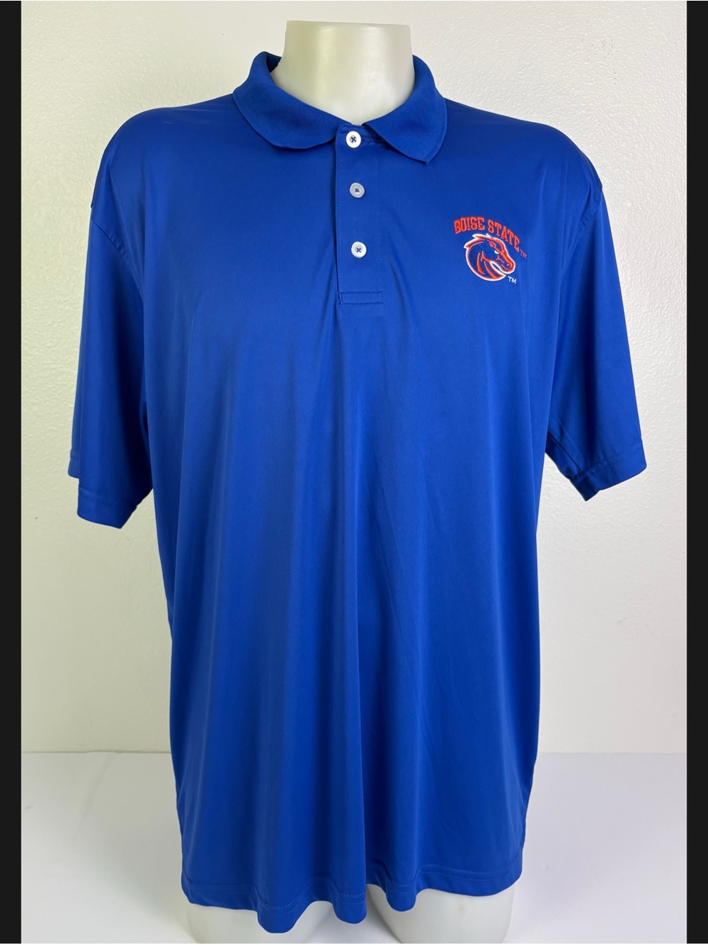 Boise State Broncos Russell Athletic Polo Shirt Men's 2XL Blue NCAA Embroidered